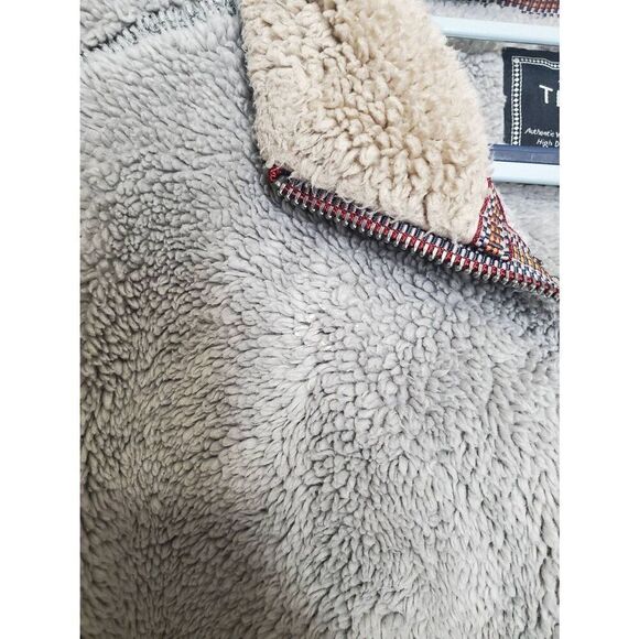 True Grit Made in USA Men's Quarter Zip Teddy Sherpa Pullover Light Grey Outdoor - Picture 6 of 11